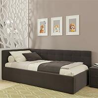 Кровать Bonna велюр шоколадный без подъёмного механизма 900x2000, ортопедическое основание, изголовье мягкое