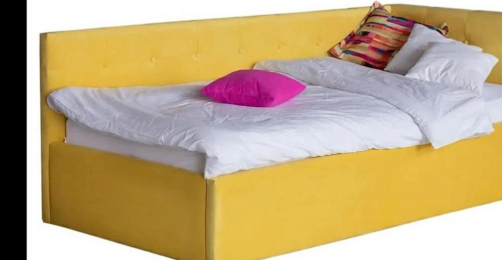 Односпальная кровать-тахта Bonna 900, БП/М, ткань, Жёлтый односпальная кровать тахта bonna 900 бп м ткань жёлтый