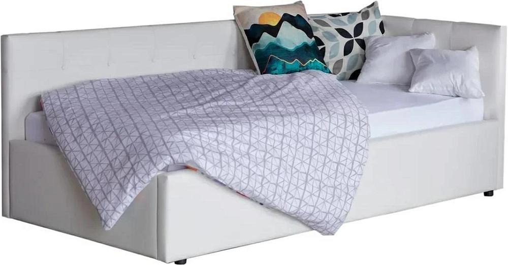 Односпальная кровать-тахта Bonna 900, П/М, экокожа, Белый мягкая интерьерная кровать стефани 1600 п м экокожа белый