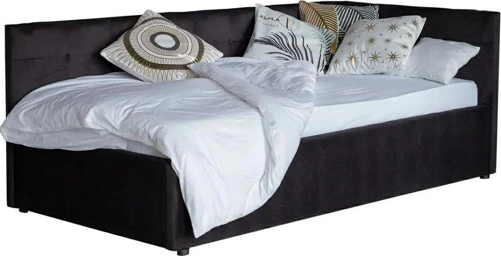 Односпальная кровать-тахта Bonna 900, П/М, ткань, Чёрный кровать интерьерная камилла экокожа белый чёрный 160х200