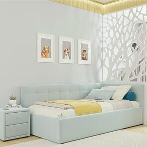 Кровать Bonna велюр мята пастель С П/М 900x2000, ортопедическое основание, изголовье мягкое