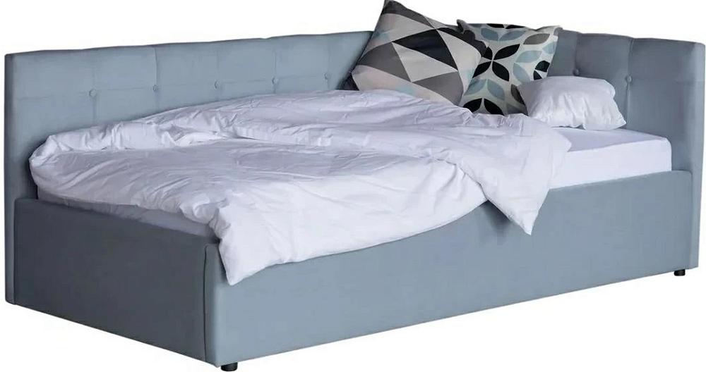 Односпальная кровать-тахта Bonna 900, П/М, ткань, Серый односпальная кровать джаз каштан найроби без подъемного механизма 140х200 см