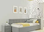 Кровать Bonna велюр серый С П/М 900x2000, ортопедическое основание, изголовье мягкое