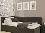Кровать Bonna велюр шоколадный С П/М 900x2000, ортопедическое основание, изголовье мягкое