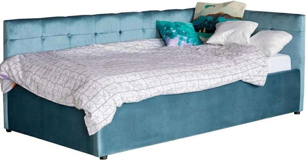 Односпальная кровать-тахта Bonna 900, П/М, ткань, Синий односпальная кровать тахта bonna 900 п м экокожа капучино