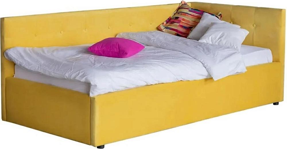 Односпальная кровать-тахта Bonna 900, П/М, ткань, Жёлтый односпальная кровать тахта bonna 900 п м экокожа капучино