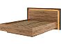 Кровать Наоми с подсветкой без обивки черный, дуб крафт без П/М 160x200, изголовье жесткое