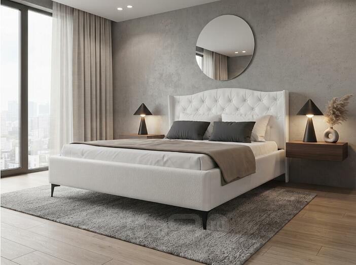 Кровать TANGO экокожа белый 1400x2000, изголовье мягкое