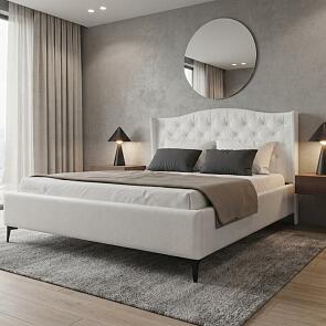 Кровать TANGO экокожа белый 1400x2000, изголовье мягкое