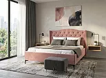 Кровать TANGO велюр розовый 1400x2000, изголовье мягкое