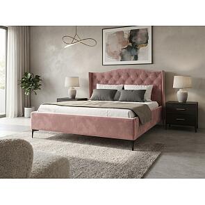 Кровать TANGO велюр розовый 1600x2000, изголовье мягкое