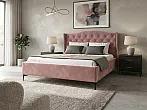 Кровать TANGO велюр розовый без П/М 1600x2000, без ортопедического основания, изголовье мягкое