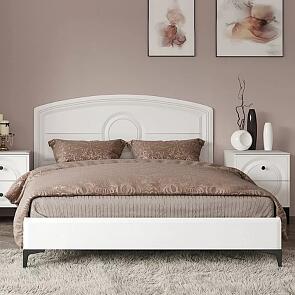 Кровать Валенсия без обивки белый шагрень без подъёмного механизма 1600x2000, без ортопедического основания, изголовье жесткое