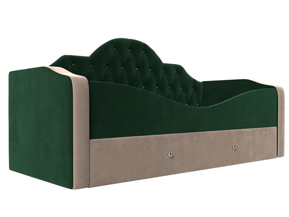 Детская кровать Скаут Велюр Зеленый/Бежевый детская кровать майя велюр зеленый