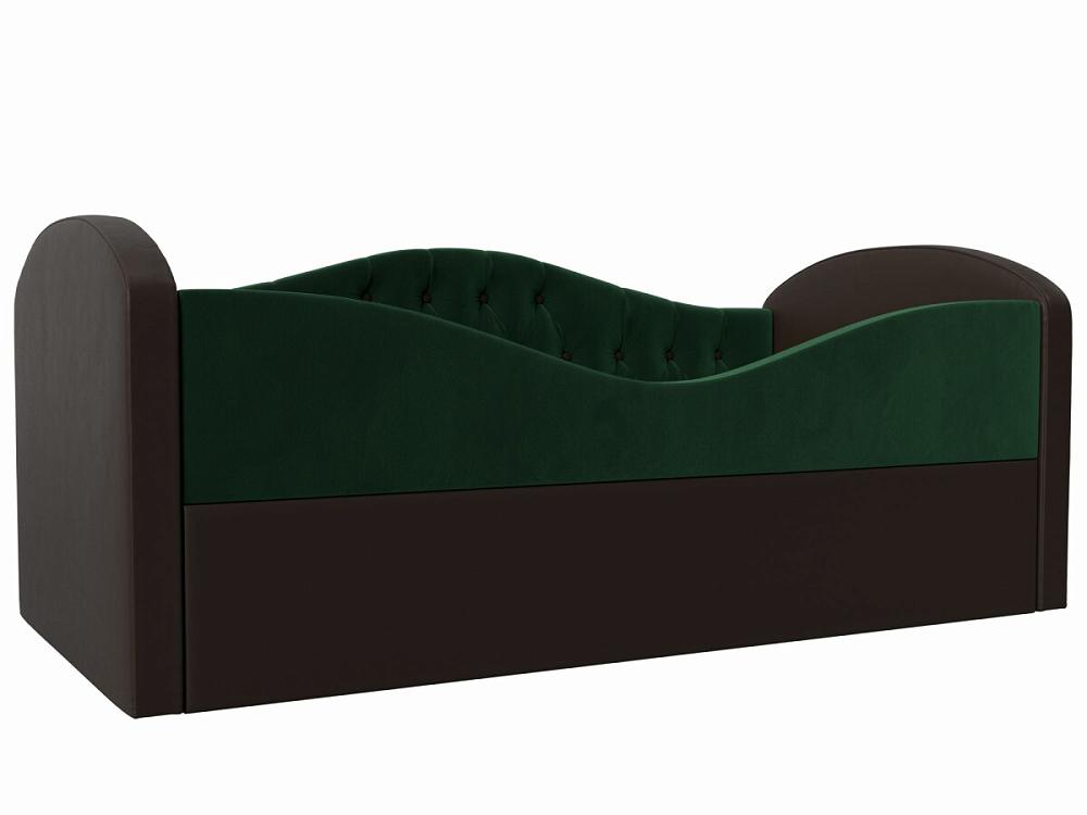 Детская кровать Сказка Люкс Велюр/Экокожа Зеленый/Коричневый детская кровать сказка люкс велюр зеленый