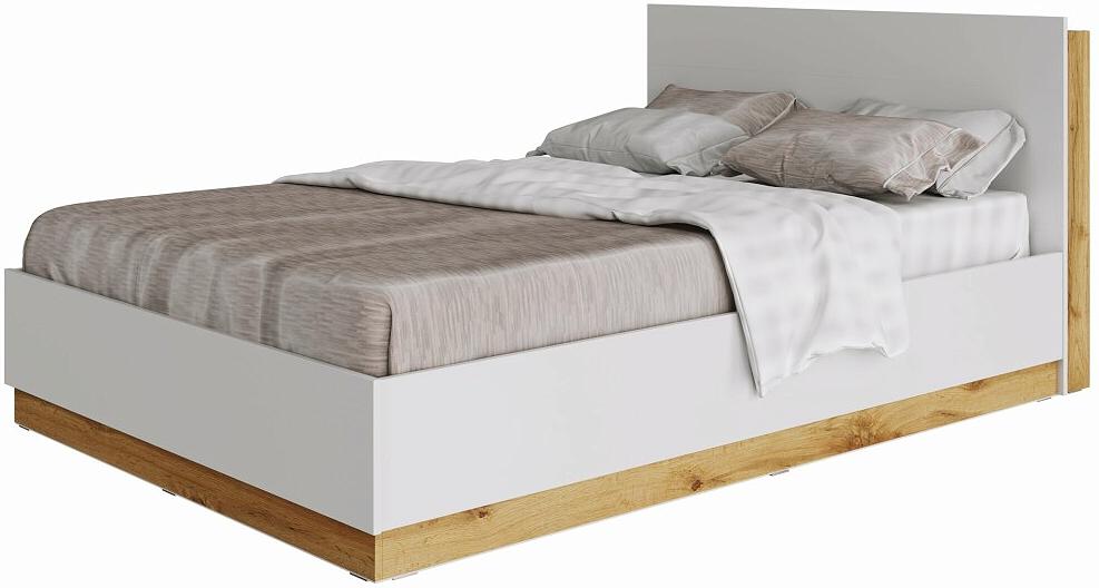 FRESCO кровать 140х200 Белый/Дуб Вотан мягкая интерьерная кровать стефани 1800 п м экокожа белый
