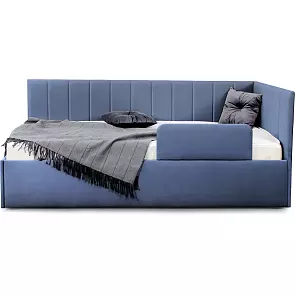 Кровать Хеппи 2 велюр мора деним С П/М 900x2000, изголовье мягкое