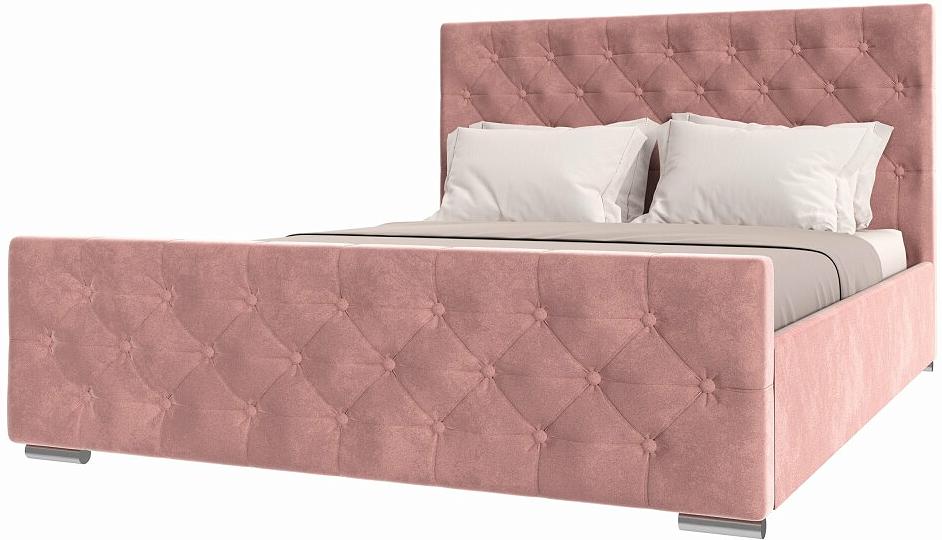 Кровать ИНТЕРО 1400х2000 Велюр Розовый кровать астра 4 дуб молочный розовый