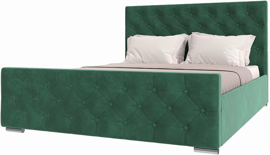 Кровать ИНТЕРО 1400х2000 Велюр Зеленый кровать интерьерная мелисса велюр тори 61 серебристый серый 140 200