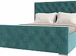 Кровать ИНТЕРО велюр бирюзовый 1600x2000, изголовье мягкое