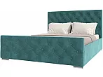 Кровать ИНТЕРО велюр бирюзовый без П/М 1600x2000, без ортопедического основания, изголовье мягкое