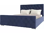 Кровать ИНТЕРО велюр индиго без П/М 1600x2000, без ортопедического основания, изголовье мягкое