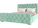 Кровать ИНТЕРО велюр мята без П/М 1600x2000, без ортопедического основания, изголовье мягкое