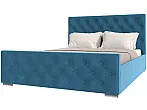 Кровать ИНТЕРО велюр синий 1600x2000, изголовье мягкое