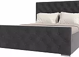 Кровать ИНТЕРО велюр серый 1800x2000, изголовье мягкое