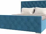 Кровать ИНТЕРО велюр синий 1800x2000, изголовье мягкое