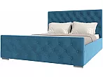 Кровать ИНТЕРО велюр синий без П/М 1800x2000, без ортопедического основания, изголовье мягкое