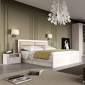 Кровать Элана экокожа бодега белая без подъёмного механизма 1600x2000, без ортопедического основания, изголовье мягкое