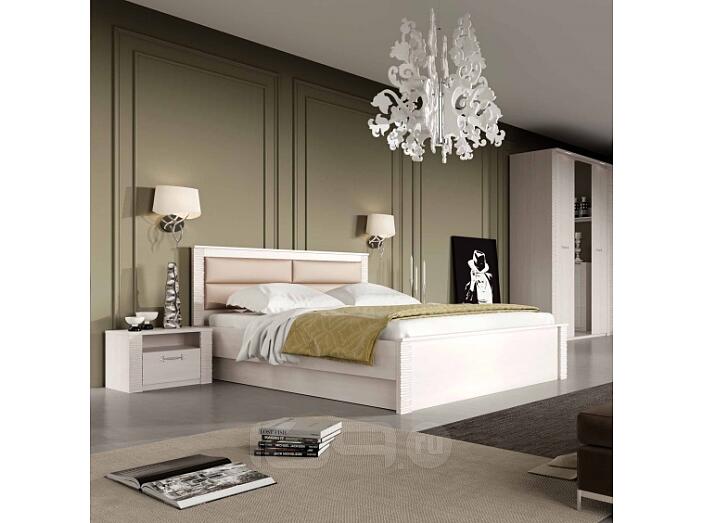 Кровать Элана экокожа бодега белая без подъёмного механизма 1800x2000, без ортопедического основания, изголовье мягкое