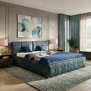 Кровать Чикаго велюр аликанте изумруд 1400x2000, изголовье мягкое