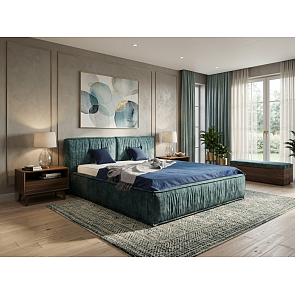 Кровать Чикаго велюр аликанте изумруд 1400x2000, изголовье мягкое