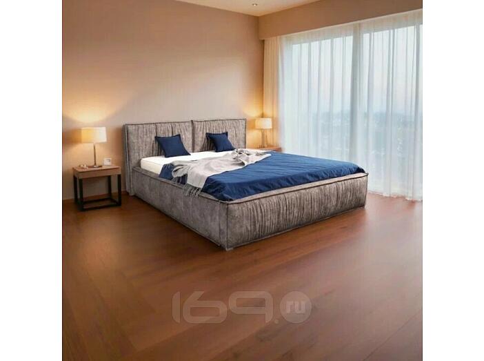 Кровать Чикаго велюр аликанте коричневый без подъёмного механизма 1800x2000, без ортопедического основания, изголовье мягкое