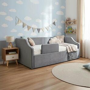 Кровать Дрим велюр мора серый без подъёмного механизма 900x2000, без ортопедического основания, изголовье мягкое