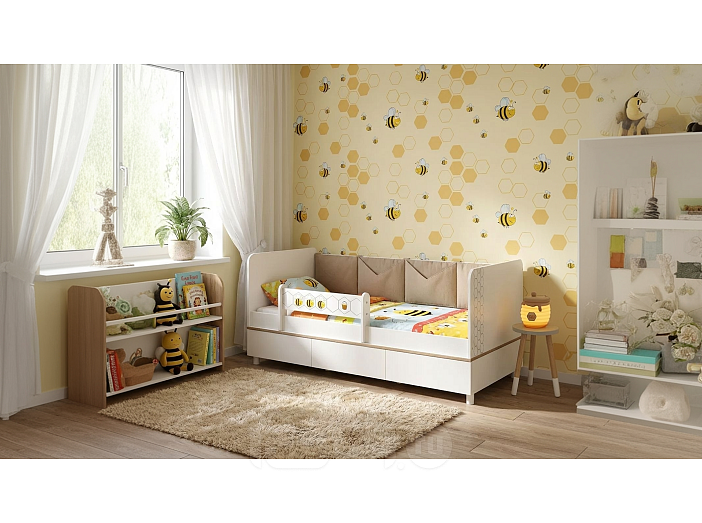 Кровать Эйп ткань белый без П/М 800x1600, изголовье жесткое