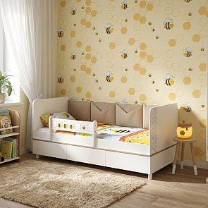 Кровать Эйп ткань белый без П/М 800x1600, изголовье жесткое