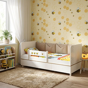 Кровать Эйп ткань белый без П/М 800x1600, изголовье жесткое