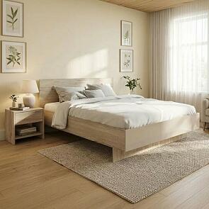 Кровать Лацио без обивки дуб санремо без подъёмного механизма 1600x2000, без ортопедического основания, изголовье жесткое