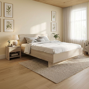 Кровать Лацио без обивки дуб санремо без П/М 1600x2000, изголовье жесткое
