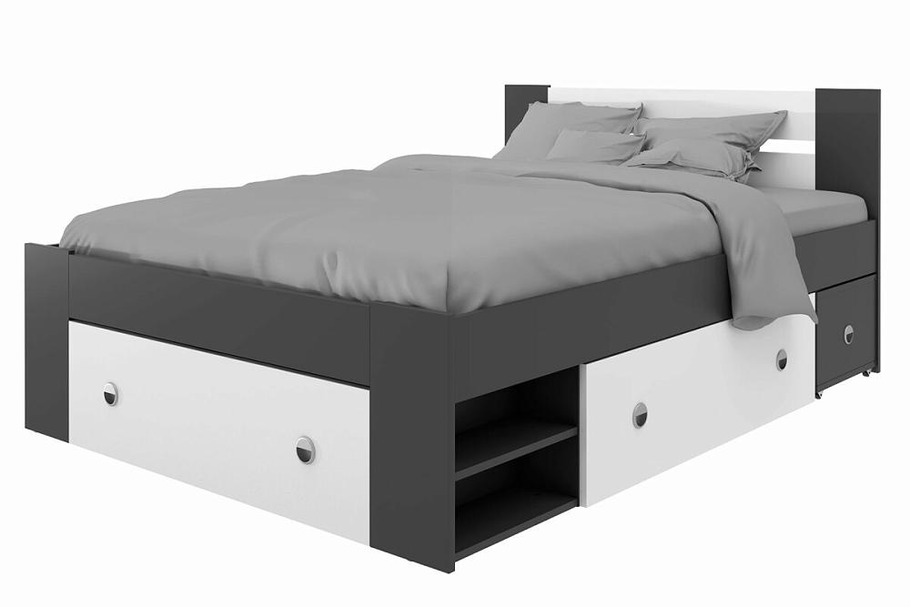 Кровать Линз 140 Чёрный/Белый мягкая интерьерная кровать амели 1400 бп м экокожа белый