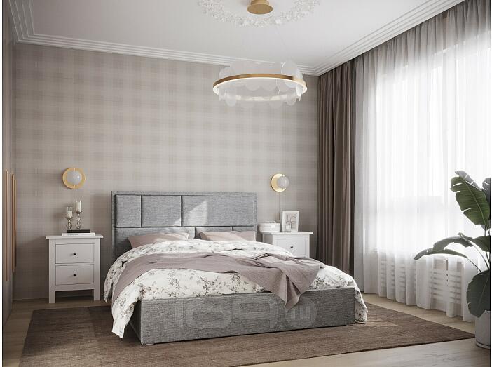 Кровать Madison рогожка серый 1600x2000, изголовье мягкое