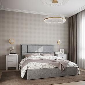 Кровать Madison рогожка серый 1600x2000, изголовье мягкое