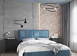 Кровать Madison велюр синий 1600x2000, изголовье мягкое