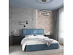 Кровать Madison велюр синий без П/М 1600x2000, без ортопедического основания, изголовье мягкое