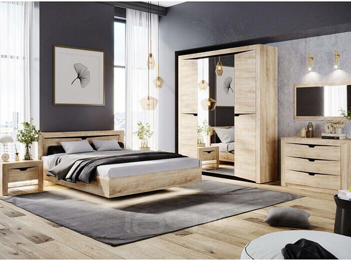 Кровать Магантия дуб баррик 1400x2000, изголовье жесткое