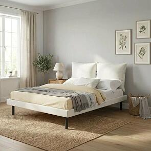 Кровать Fly велюр бежевый без подъёмного механизма 1400x2000, изголовье мягкое