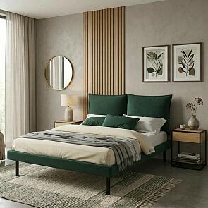 Кровать Fly велюр изумруд без П/М 1400x2000, изголовье мягкое